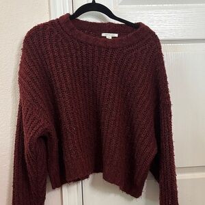 American Eagle Outfitters Maroon Chunky Knit Crewneck Sweater